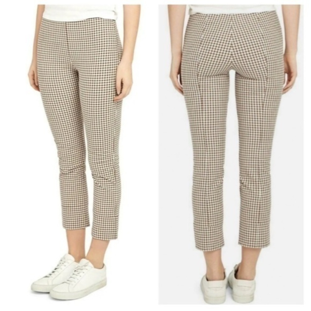 Theory 2‎ Skinny Legging Grid Stretch Plaid Career Pants Cropped